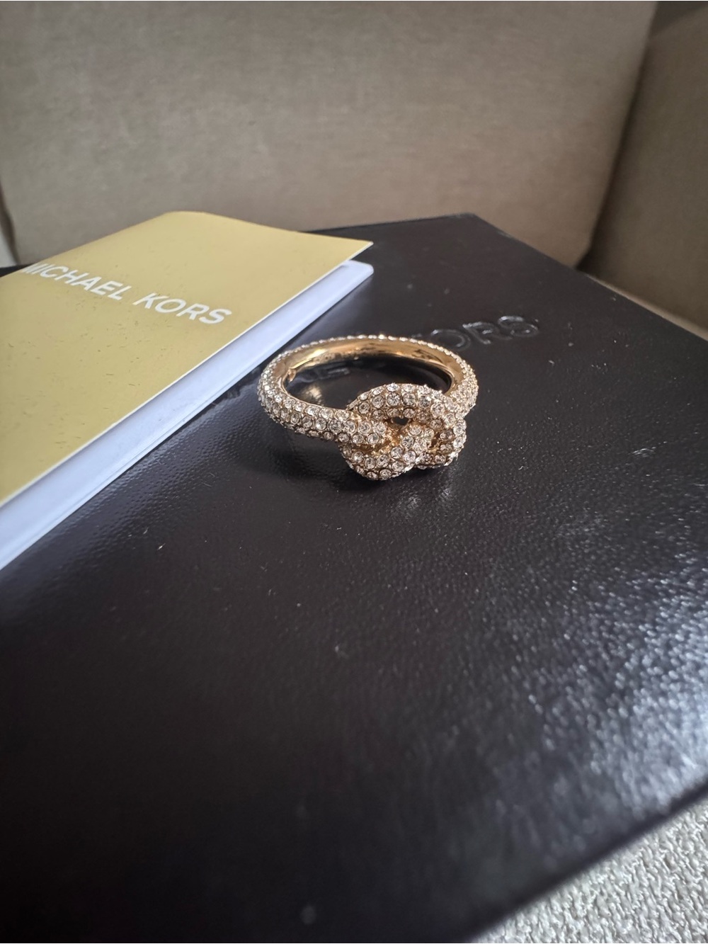 Michael Kors Gold Crystal Knot Ring